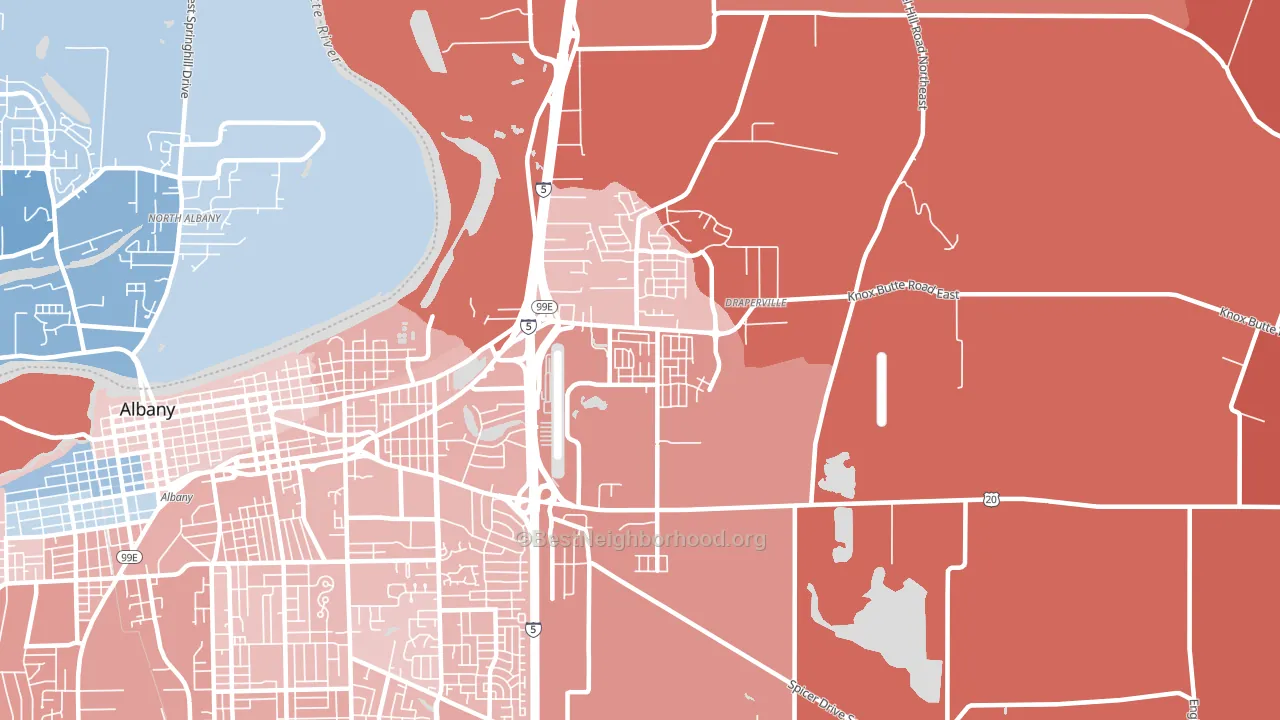 East Albany, Albany, OR block-group political-lean map