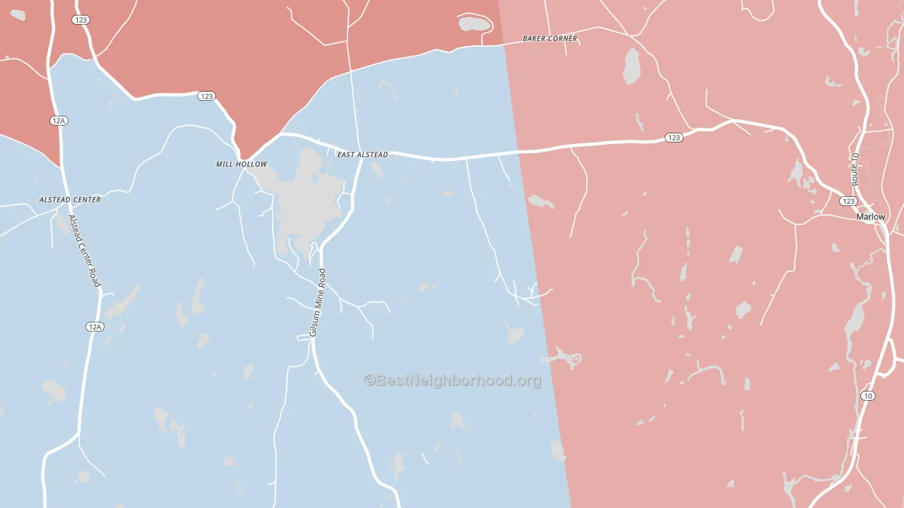 East Alstead, NH block-group political-lean map