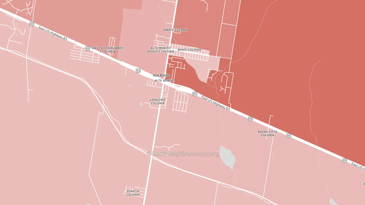 East Alto Bonito, TX block-group political-lean map