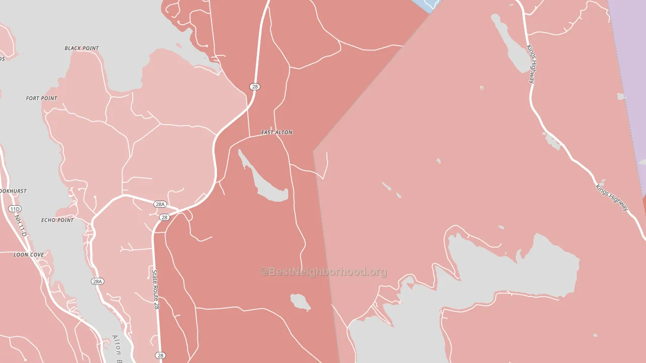East Alton, NH block-group political-lean map