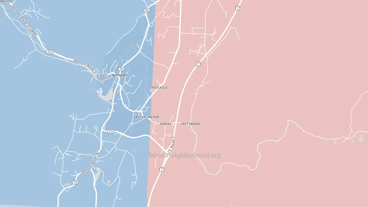 East Arlington, VT block-group political-lean map