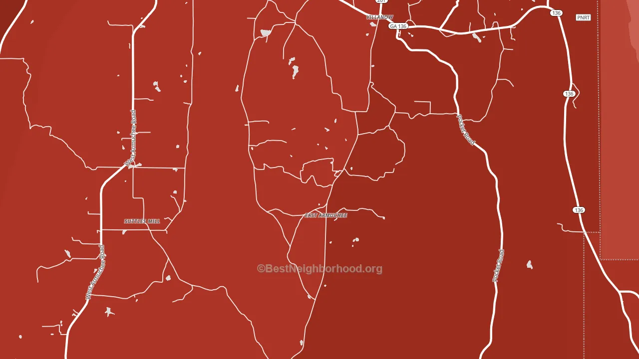 East Armuchee, GA block-group political-lean map