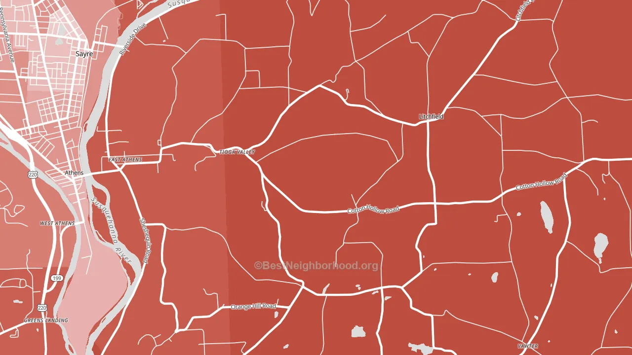 East Athens, PA block-group political-lean map