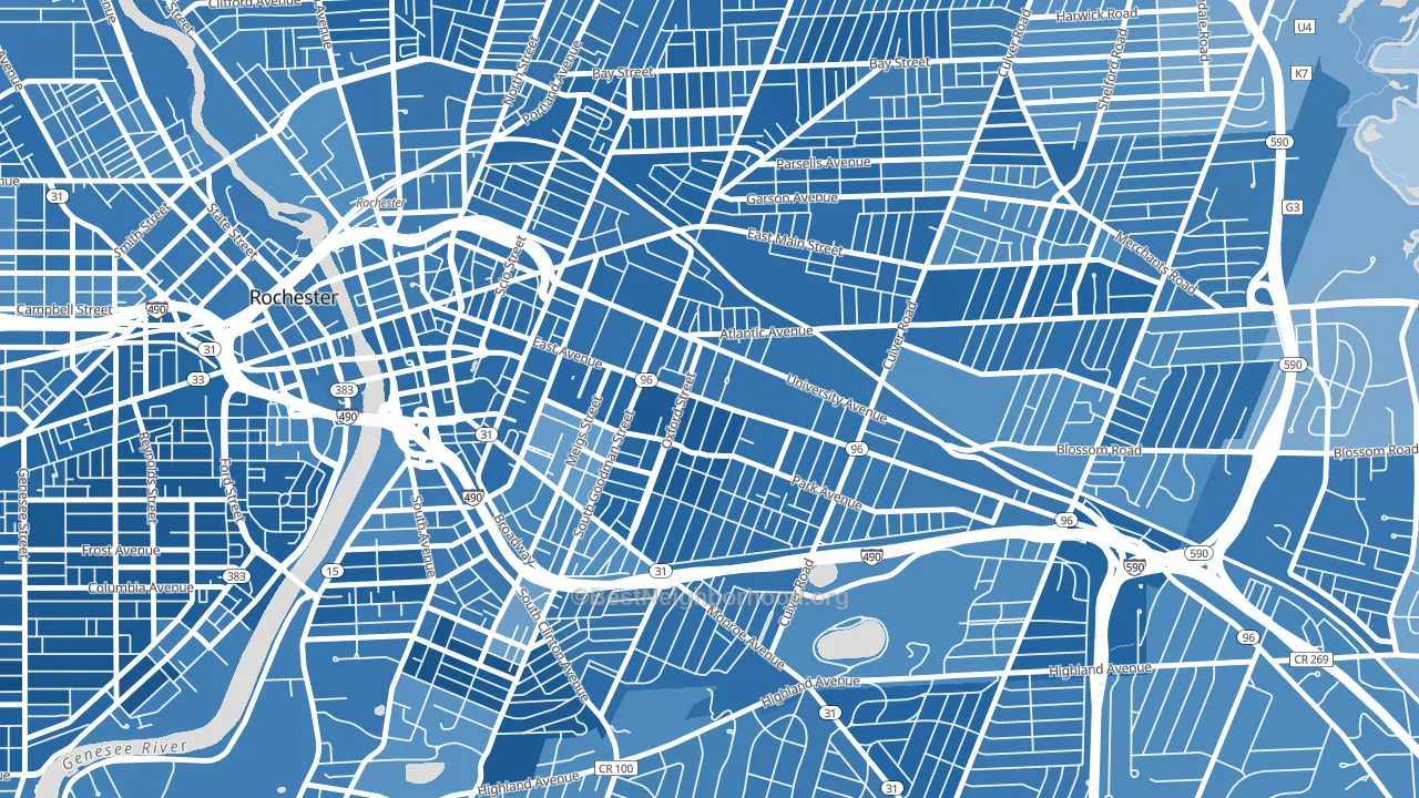 East Avenue, Rochester, NY block-group political-lean map