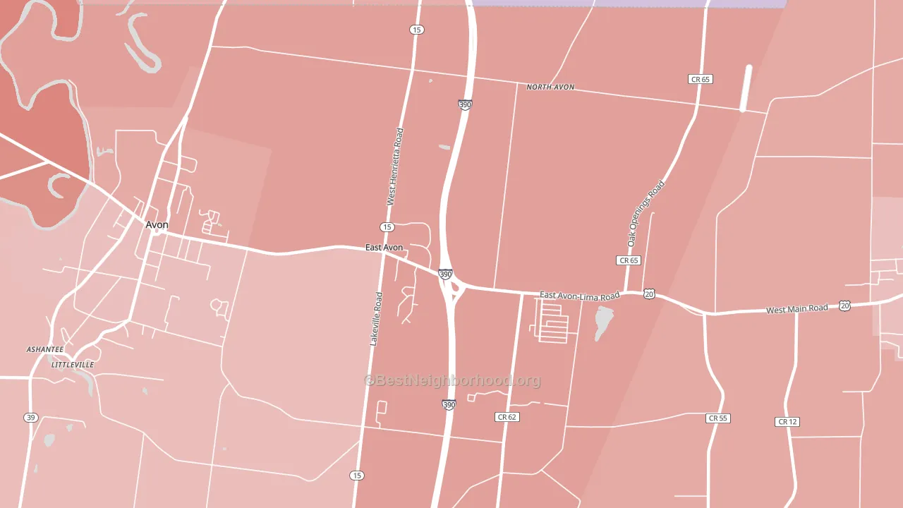 East Avon, NY block-group political-lean map