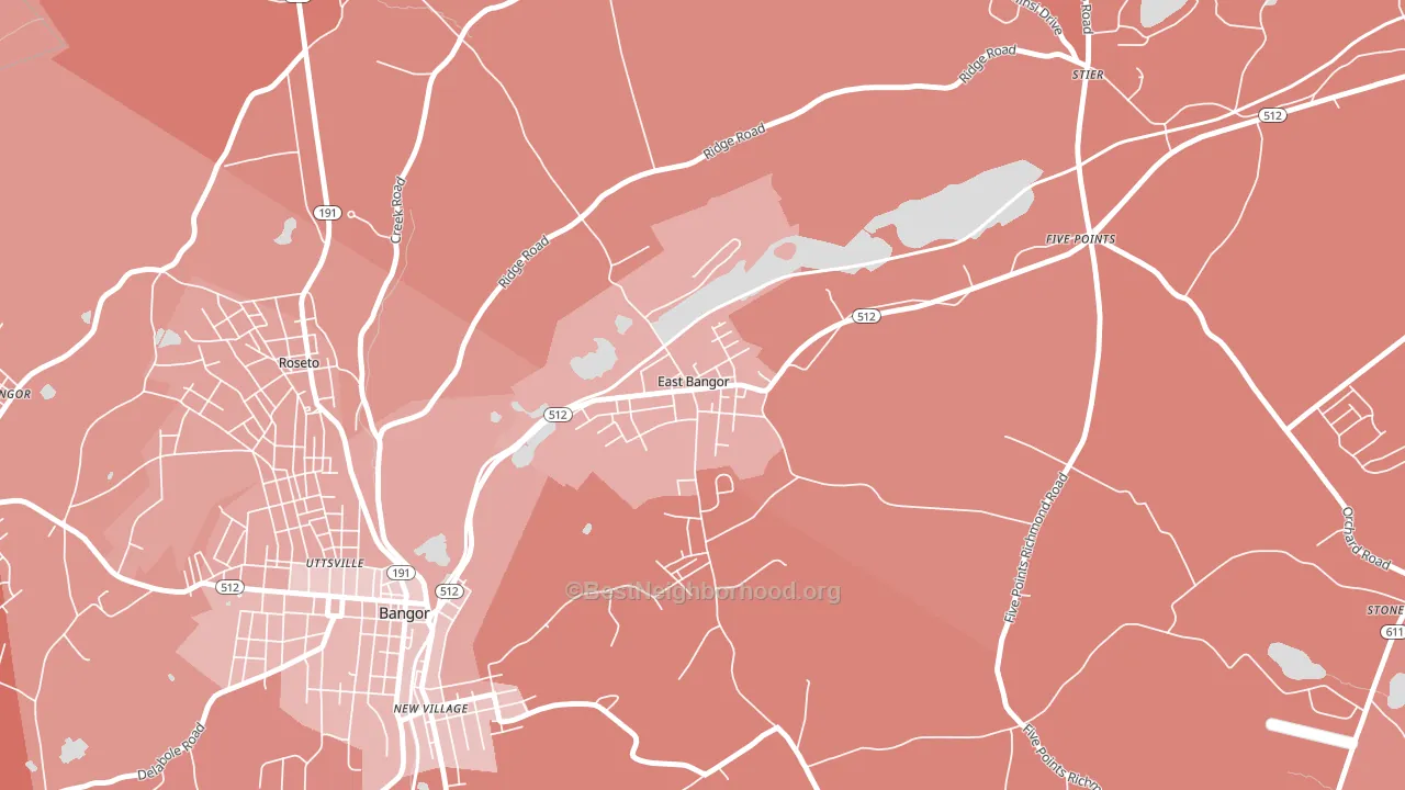 East Bangor, PA block-group political-lean map