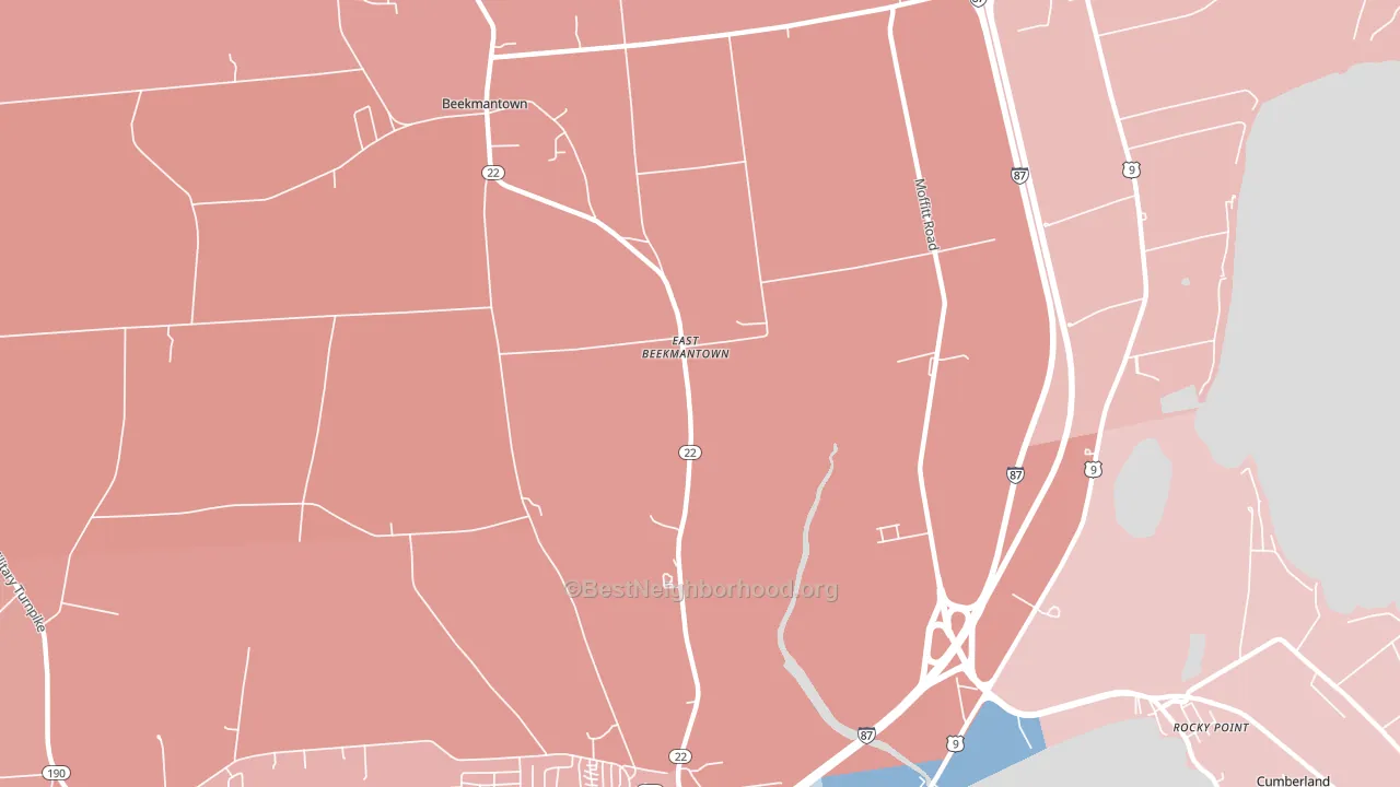 East Beekmantown, NY block-group political-lean map