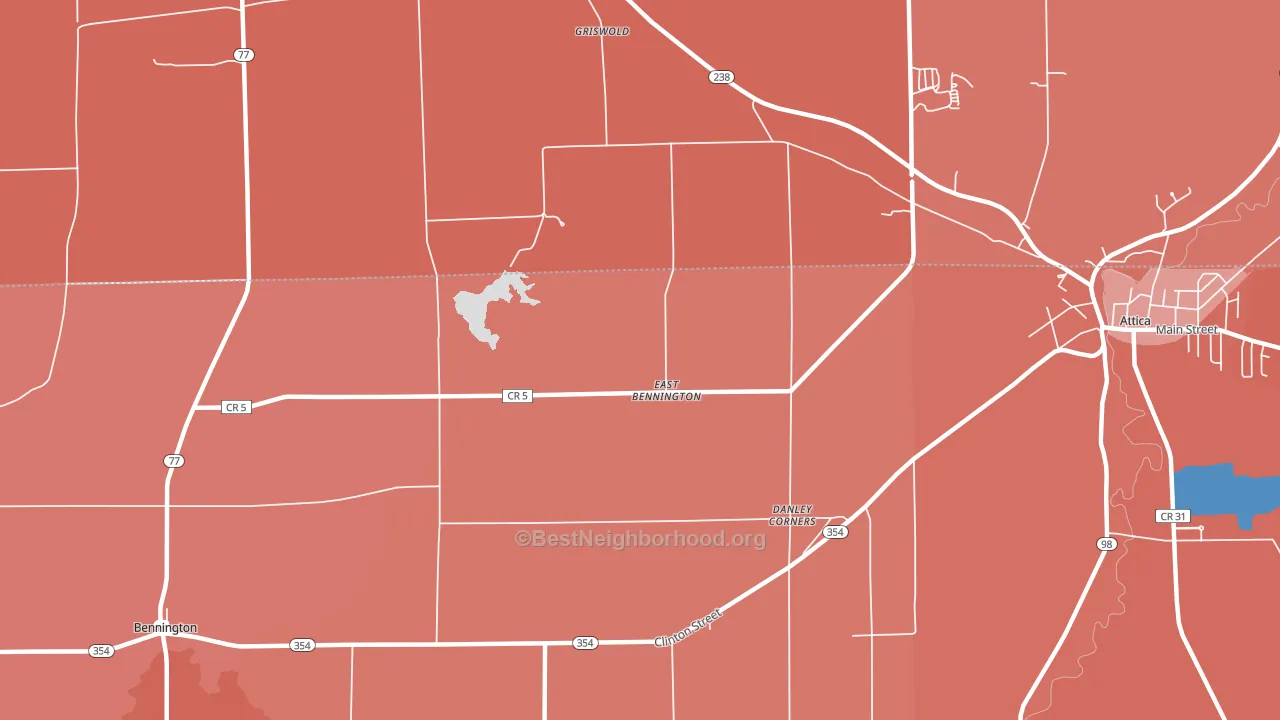 East Bennington, NY block-group political-lean map
