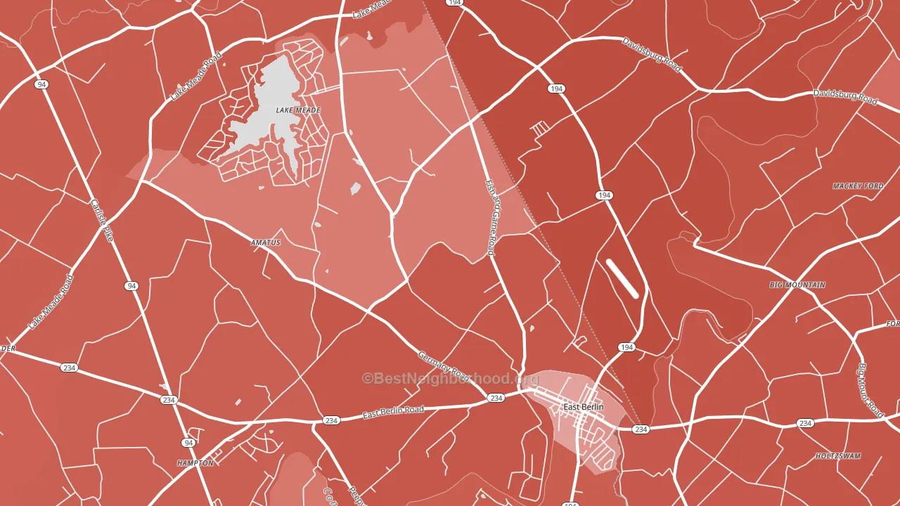 East Berlin, PA block-group political-lean map