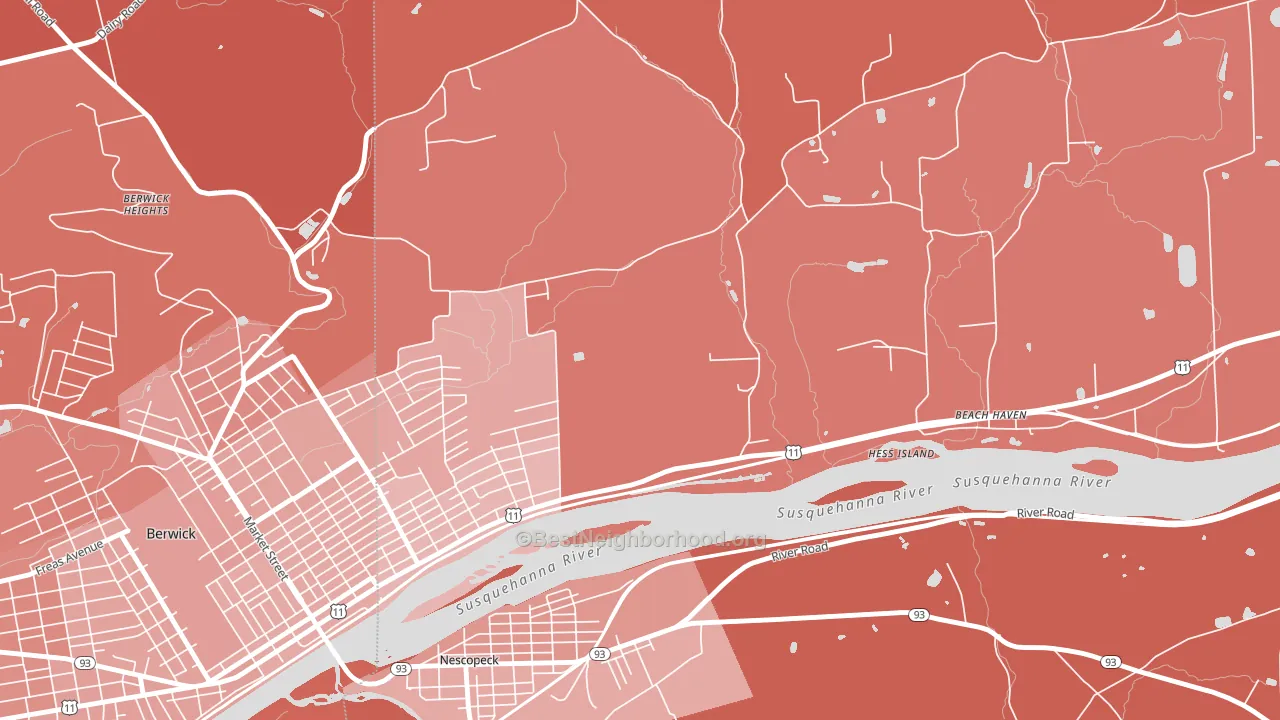 East Berwick, PA block-group political-lean map