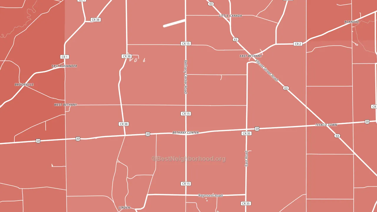 East Bethany, NY block-group political-lean map