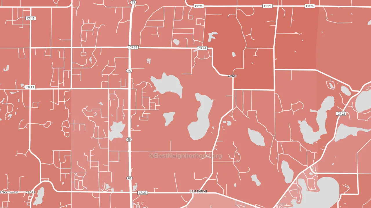East Bethel, MN block-group political-lean map