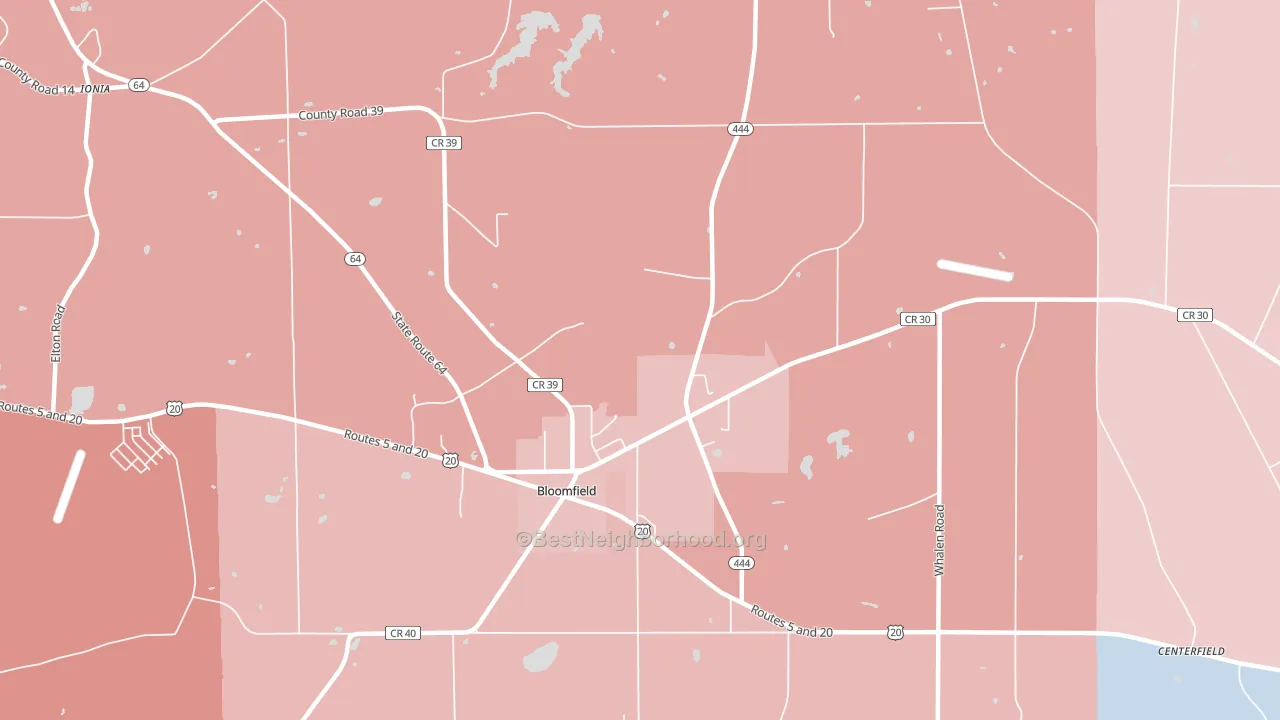 East Bloomfield, NY block-group political-lean map