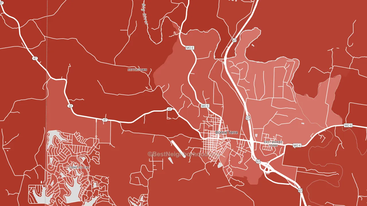 East Bonne Terre, MO block-group political-lean map