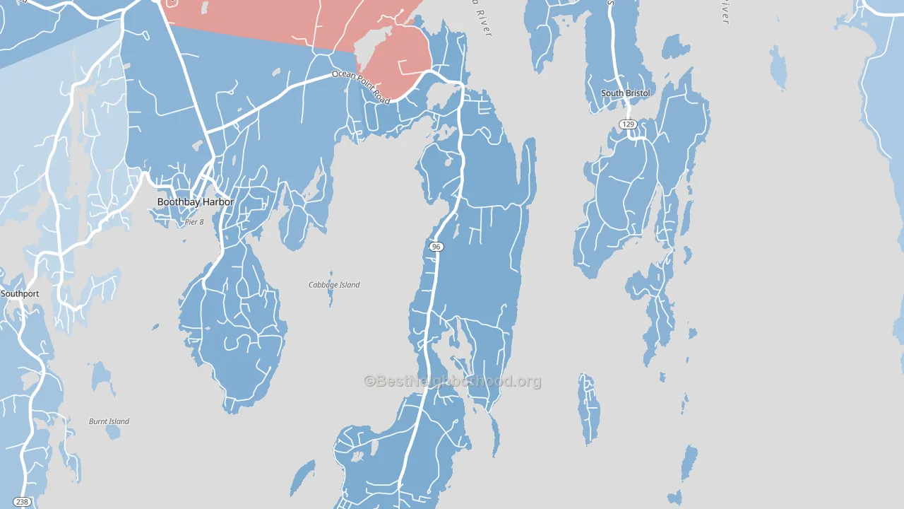East Boothbay, ME block-group political-lean map
