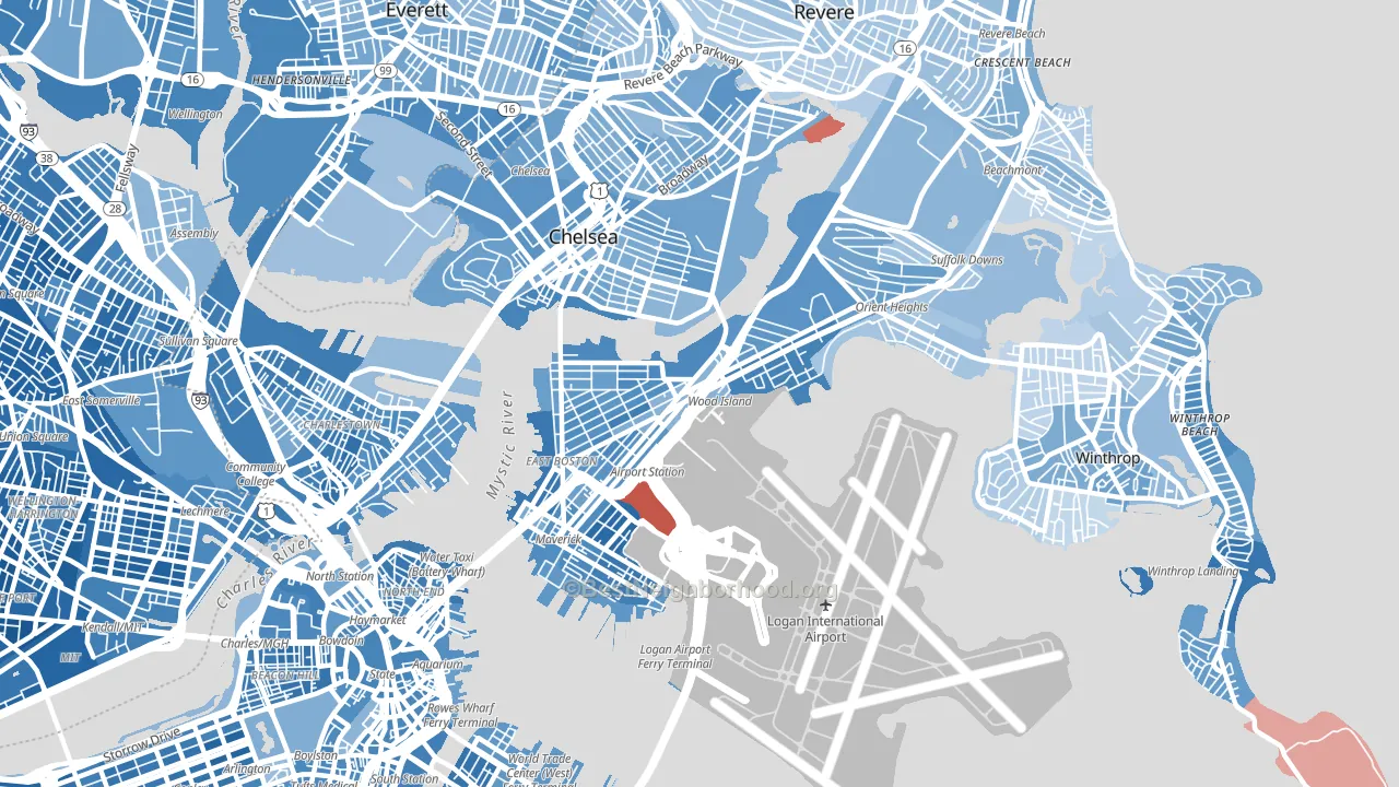 East Boston, Boston, MA block-group political-lean map
