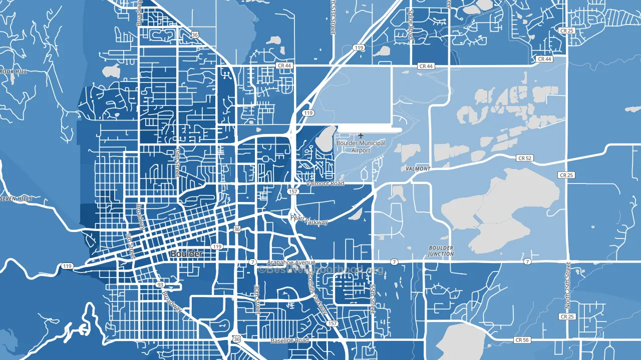 East Boulder, Boulder, CO block-group political-lean map