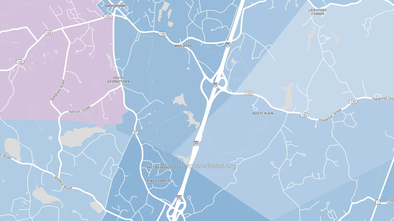 East Boxford, MA block-group political-lean map