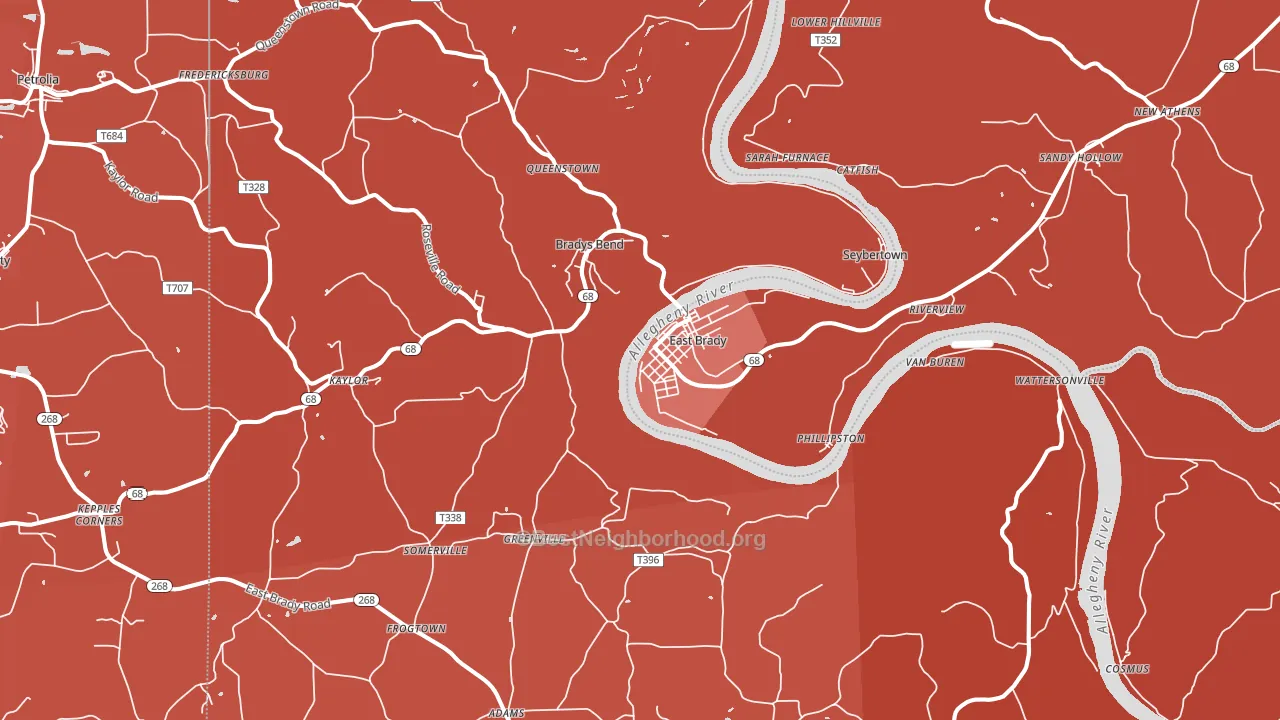 East Brady, PA block-group political-lean map
