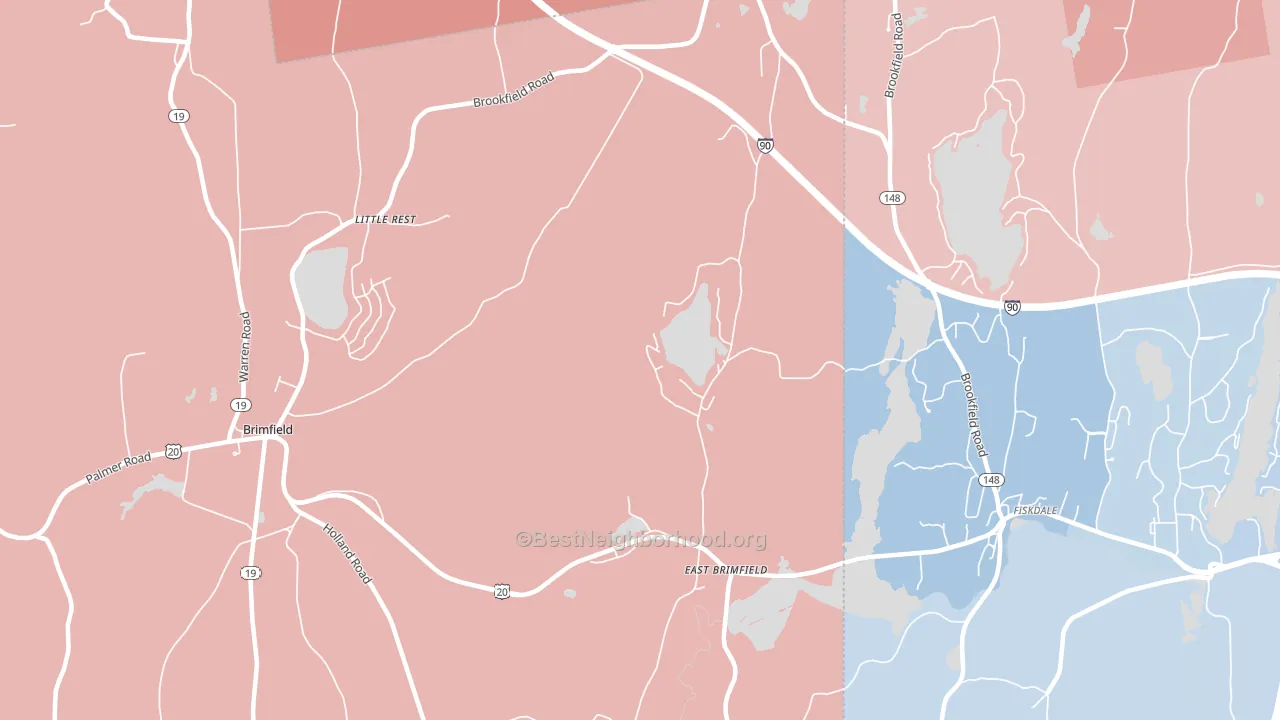 East Brimfield, MA block-group political-lean map