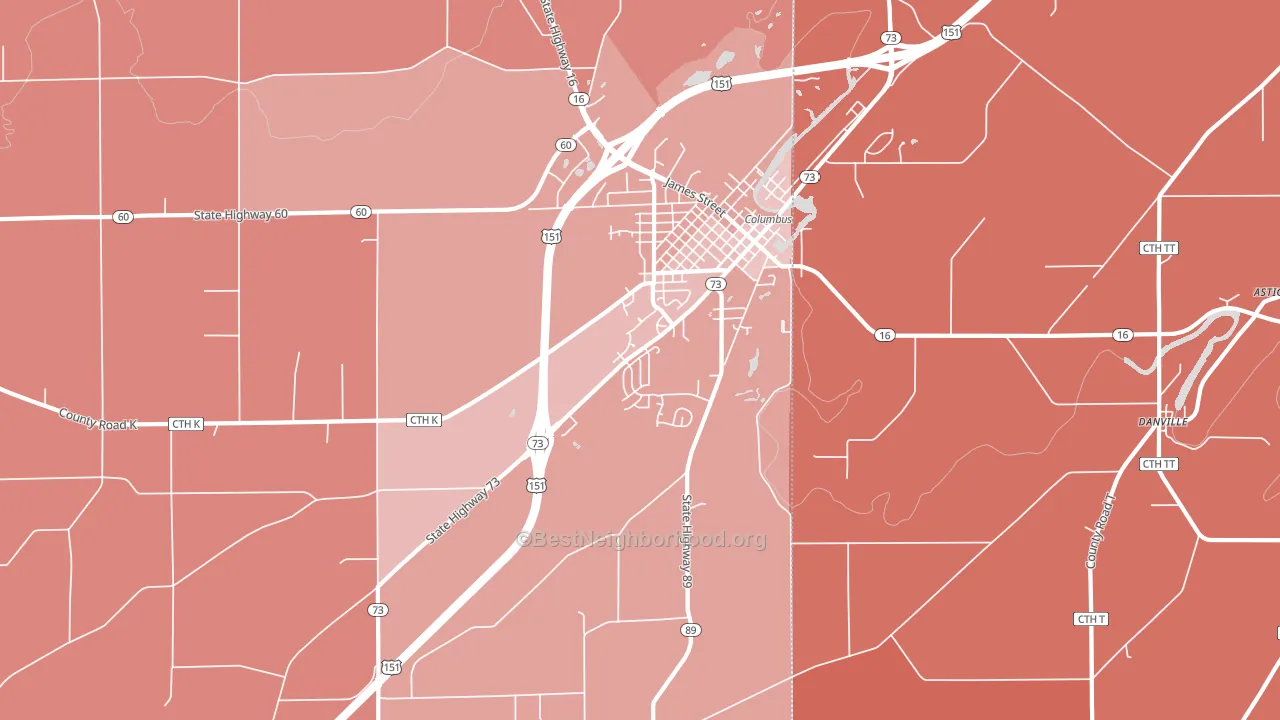 East Bristol, WI block-group political-lean map