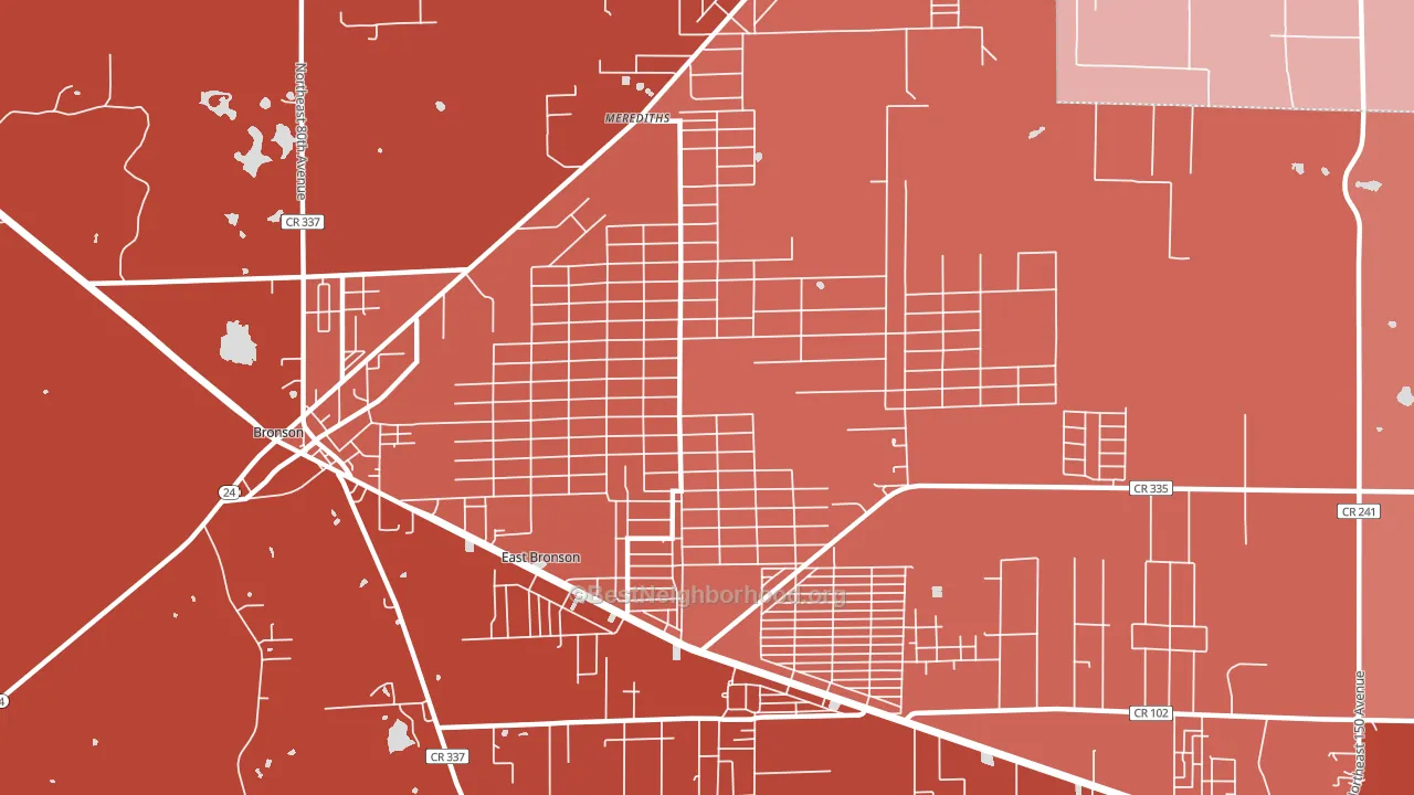 East Bronson, FL block-group political-lean map