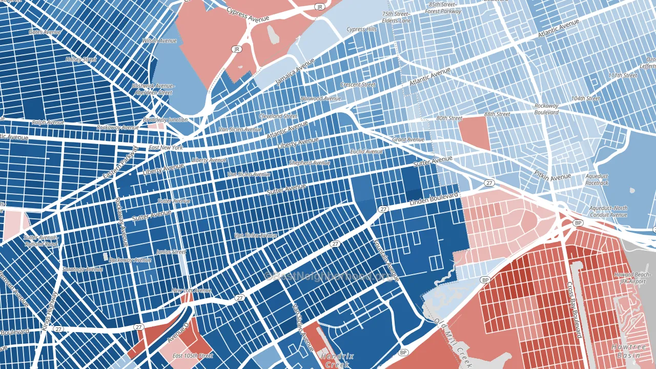 East Brooklyn, Brooklyn, NY block-group political-lean map