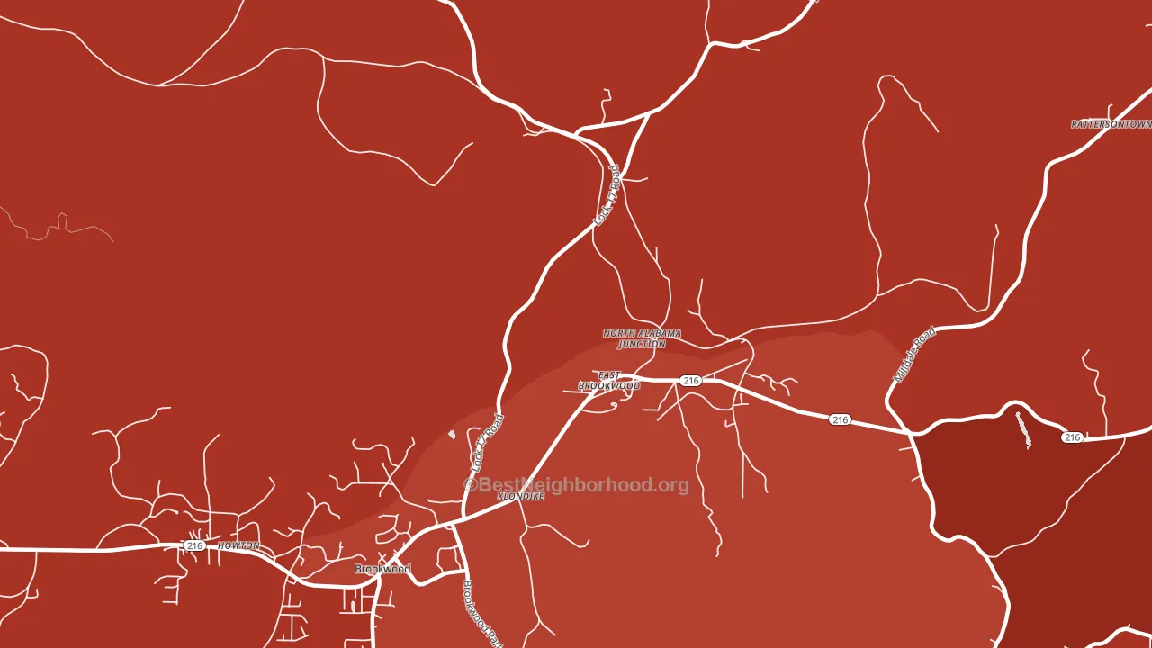 East Brookwood, AL block-group political-lean map