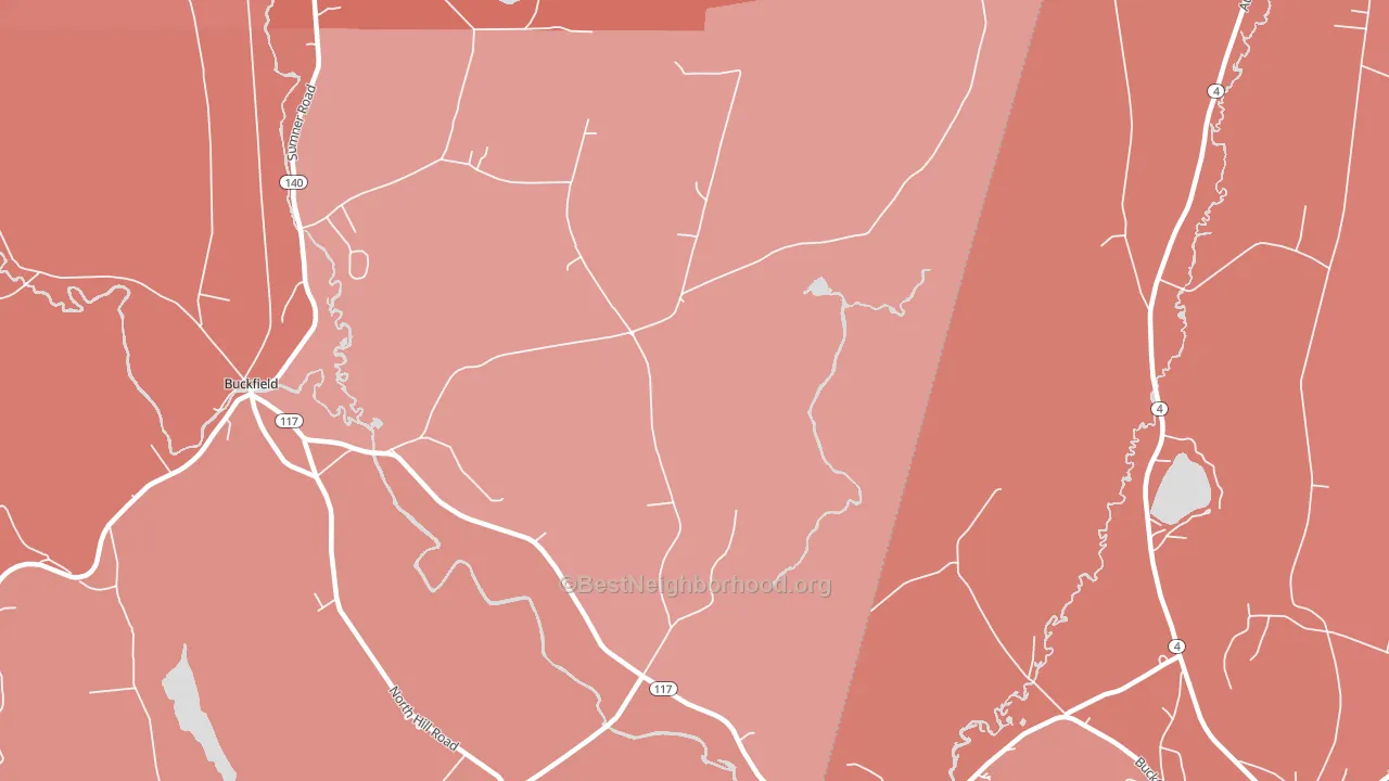 East Buckfield, ME block-group political-lean map