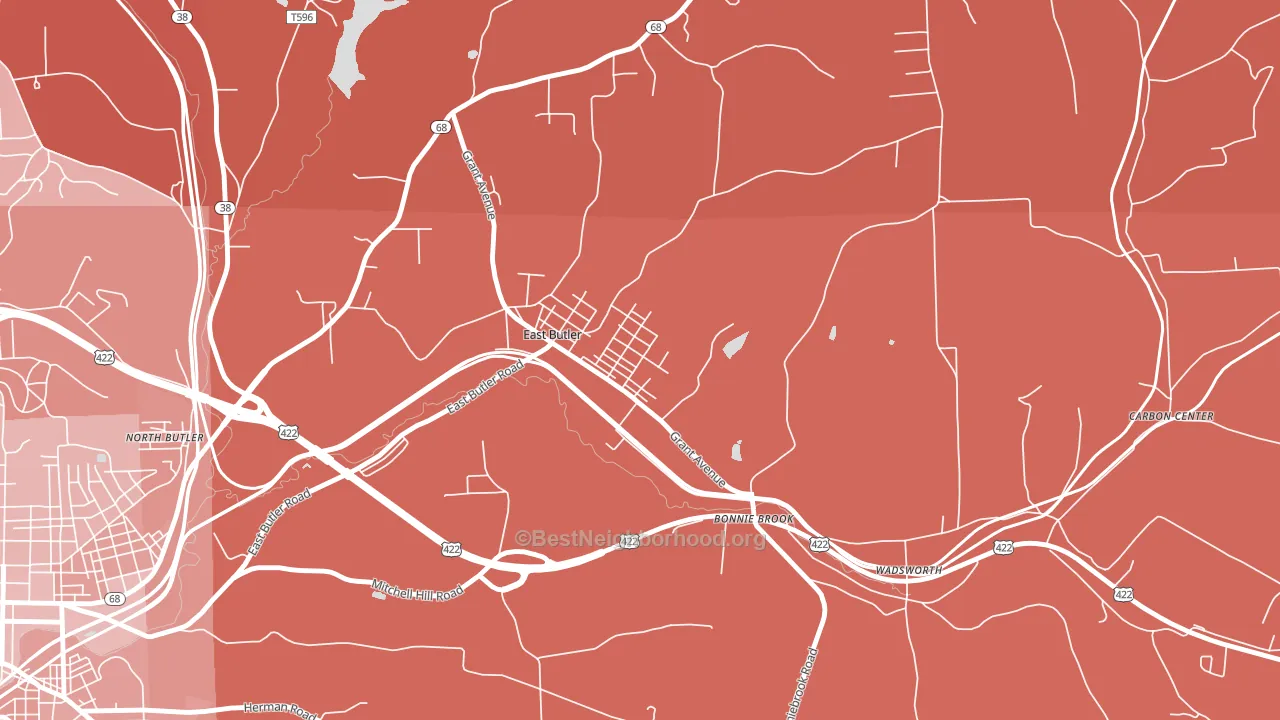 East Butler, PA block-group political-lean map