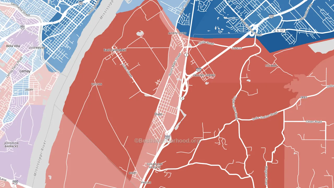 East Carondelet, IL block-group political-lean map