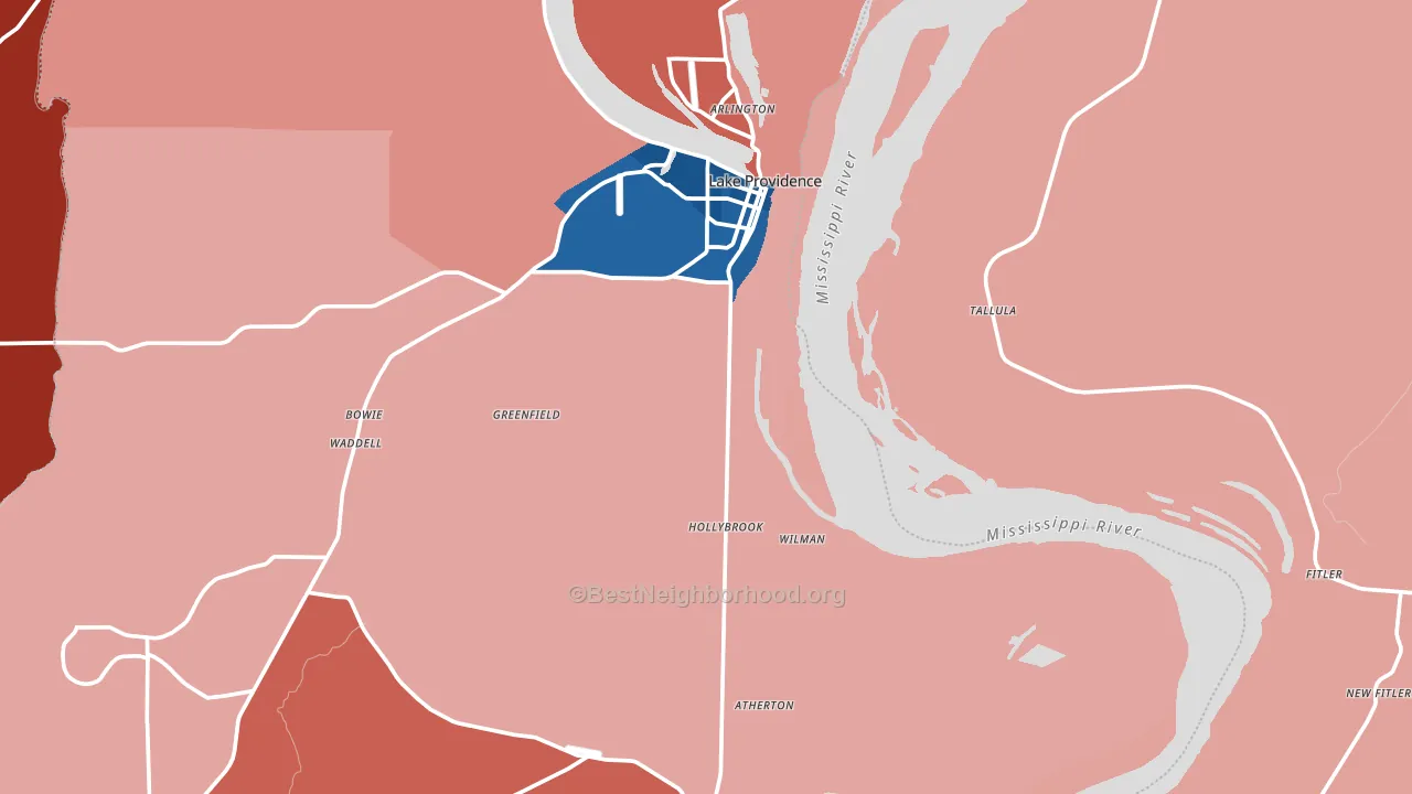 East Carroll Parish, LA block-group political-lean map