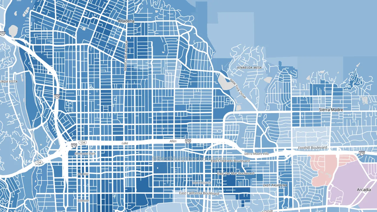 East Central, Pasadena, CA block-group political-lean map