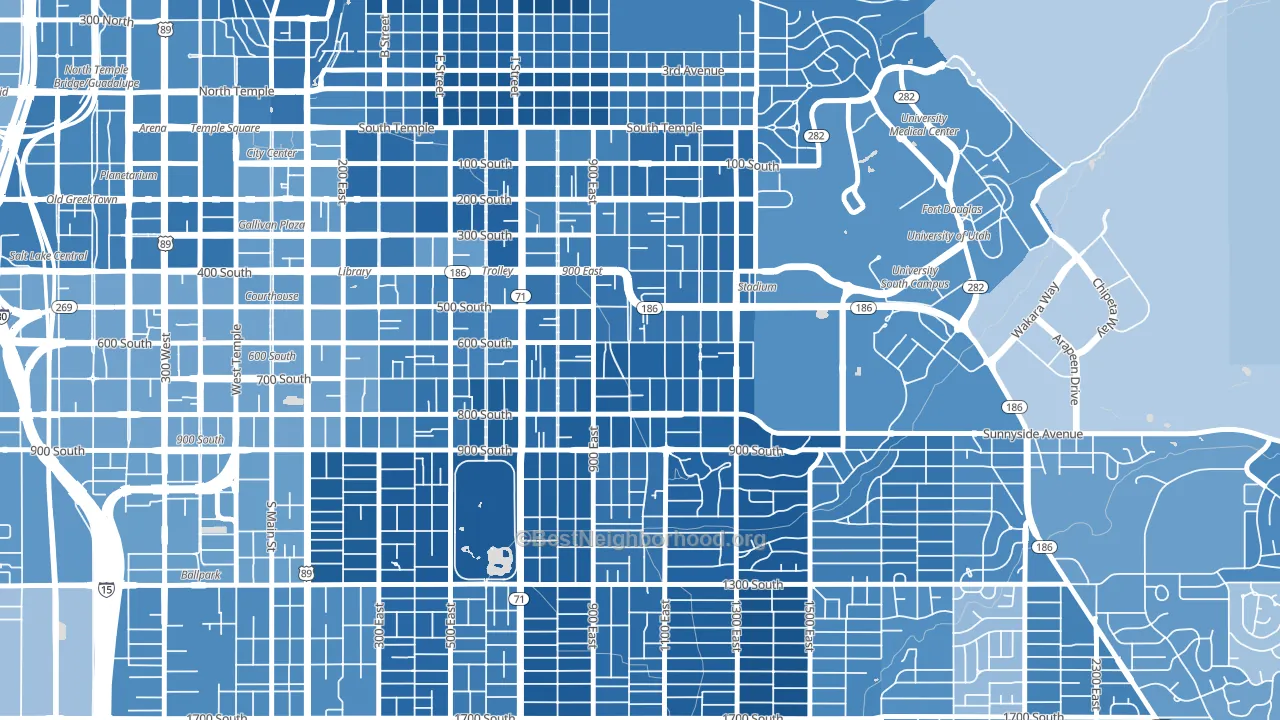 East Central, Salt Lake City, UT block-group political-lean map