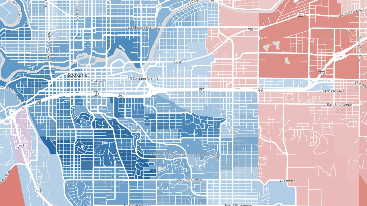 East Central, Spokane, WA block-group political-lean map