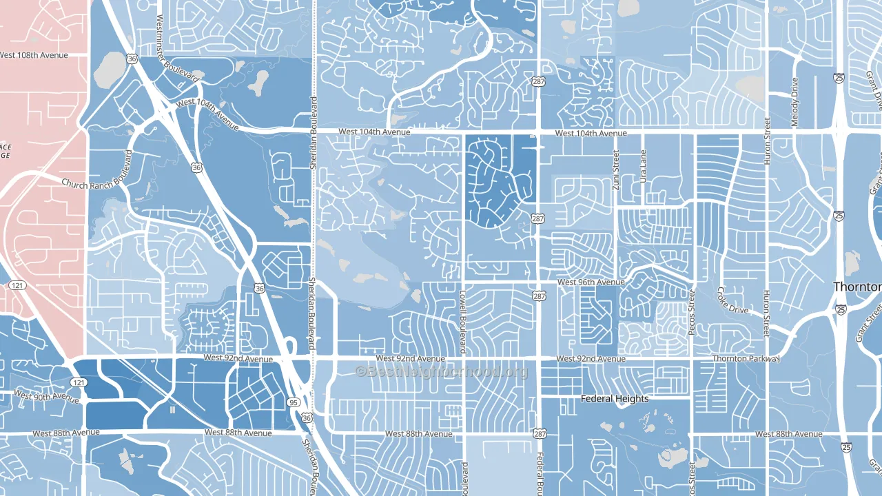 East Central Westminster, Westminster, CO block-group political-lean map