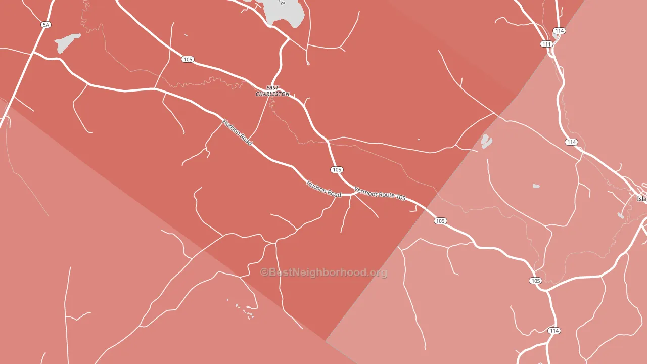 East Charleston, VT block-group political-lean map