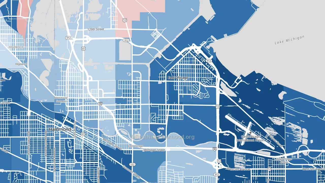 East Chicago, IN block-group political-lean map