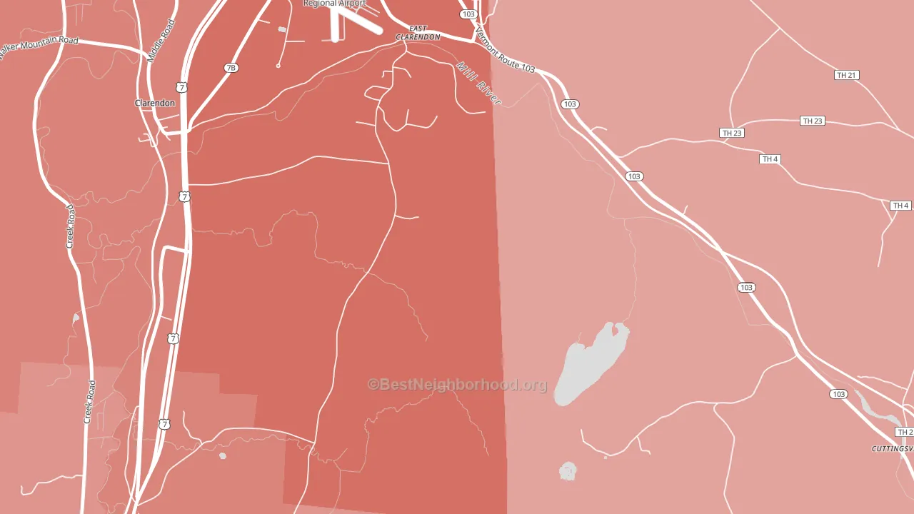 East Clarendon, VT block-group political-lean map