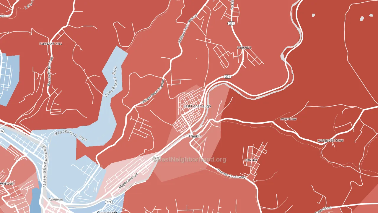 East Conemaugh, PA block-group political-lean map