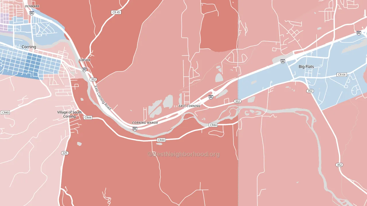 East Corning, NY block-group political-lean map