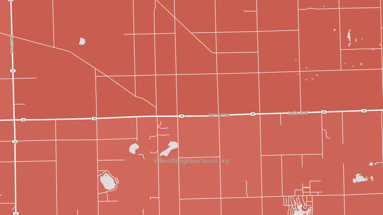 East Dayton, MI block-group political-lean map