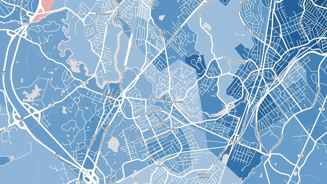 East Dedham, Dedham, MA block-group political-lean map