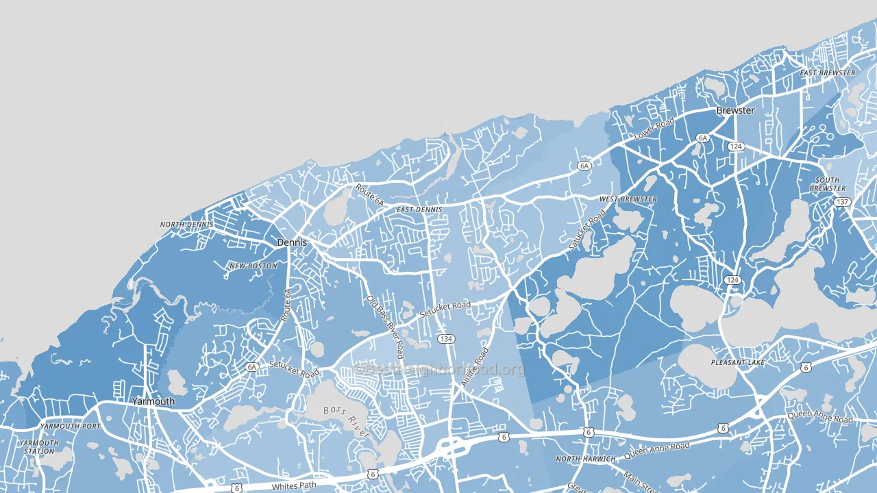 East Dennis, MA block-group political-lean map
