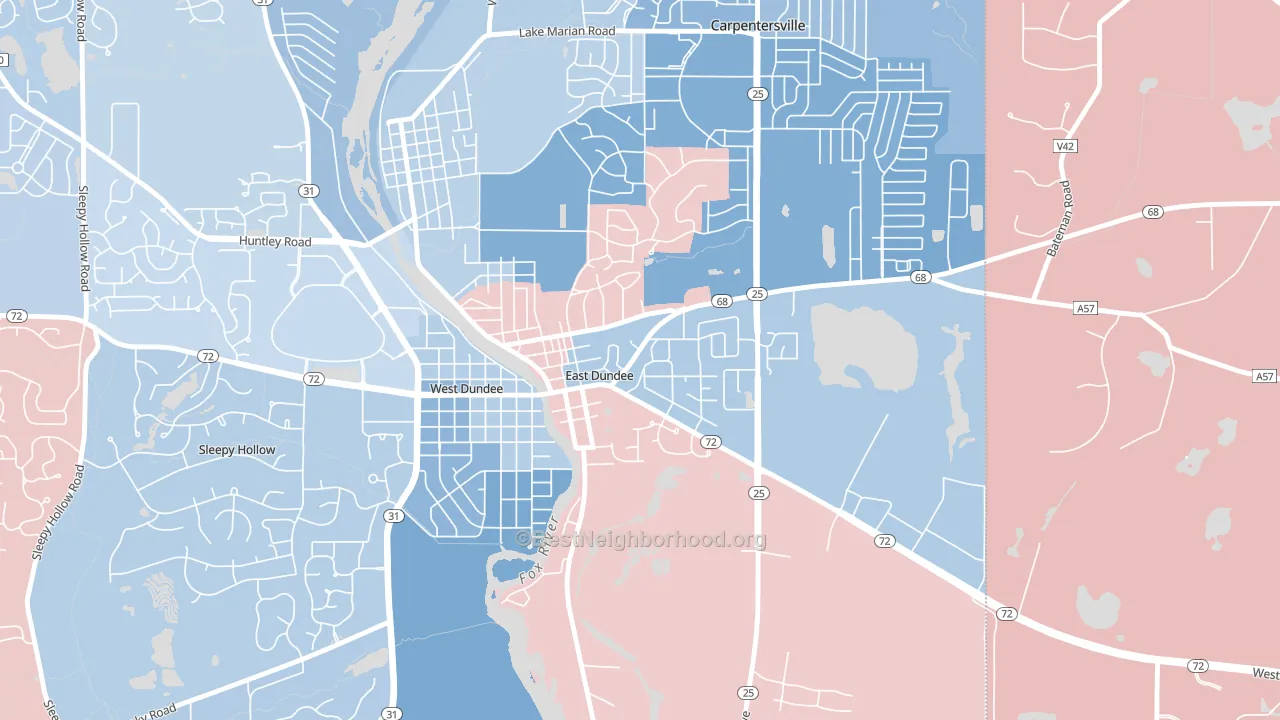 East Dundee, IL block-group political-lean map