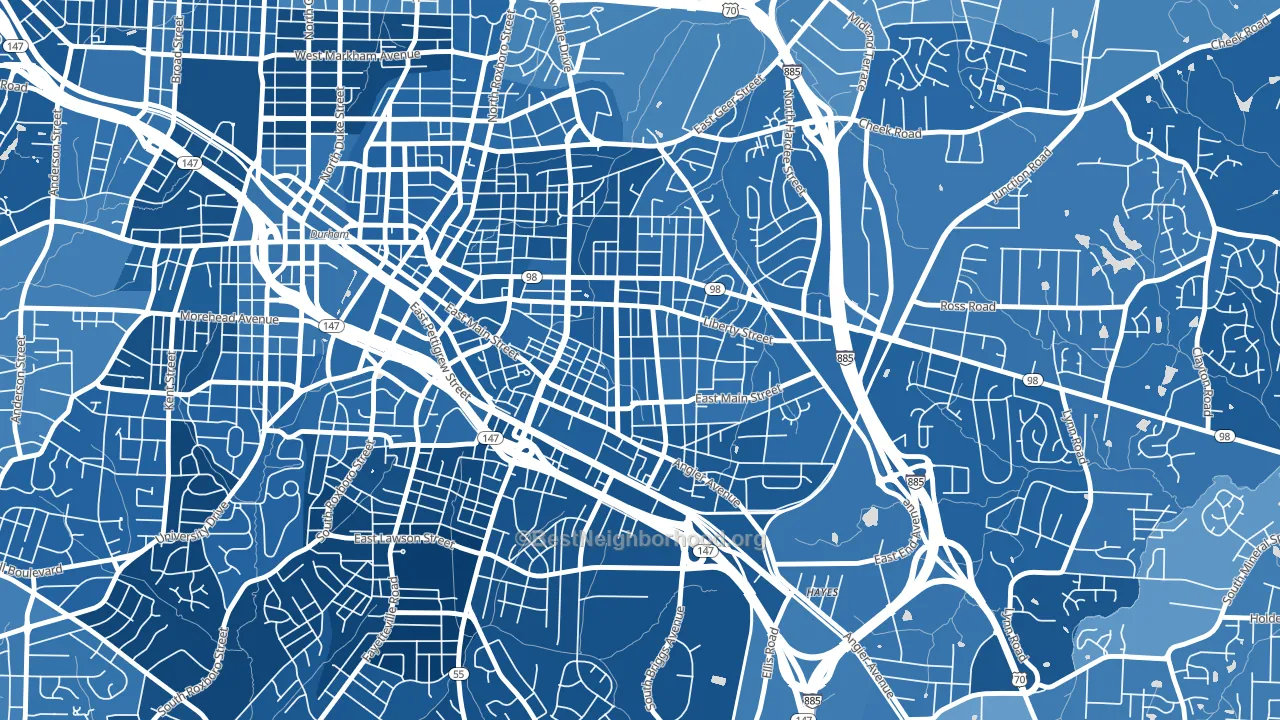 East Durham, Durham, NC block-group political-lean map