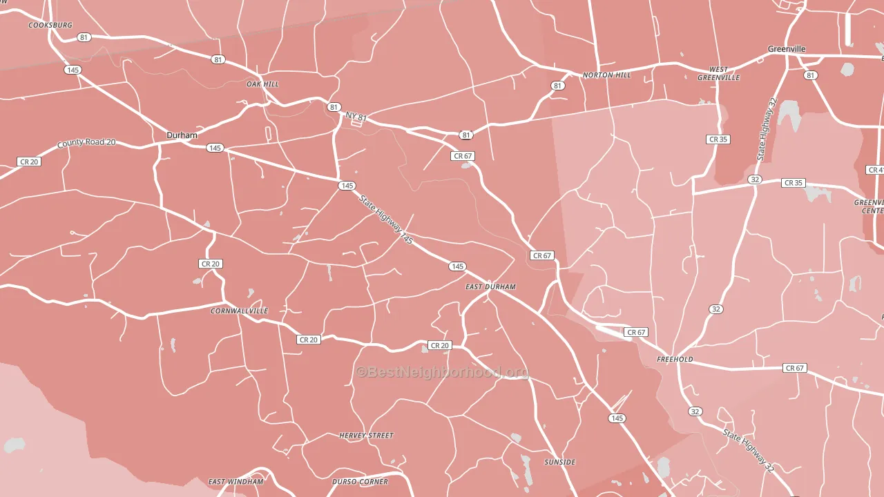 East Durham, NY block-group political-lean map
