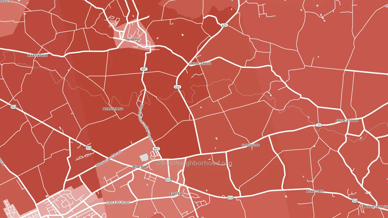 East Earl, PA block-group political-lean map