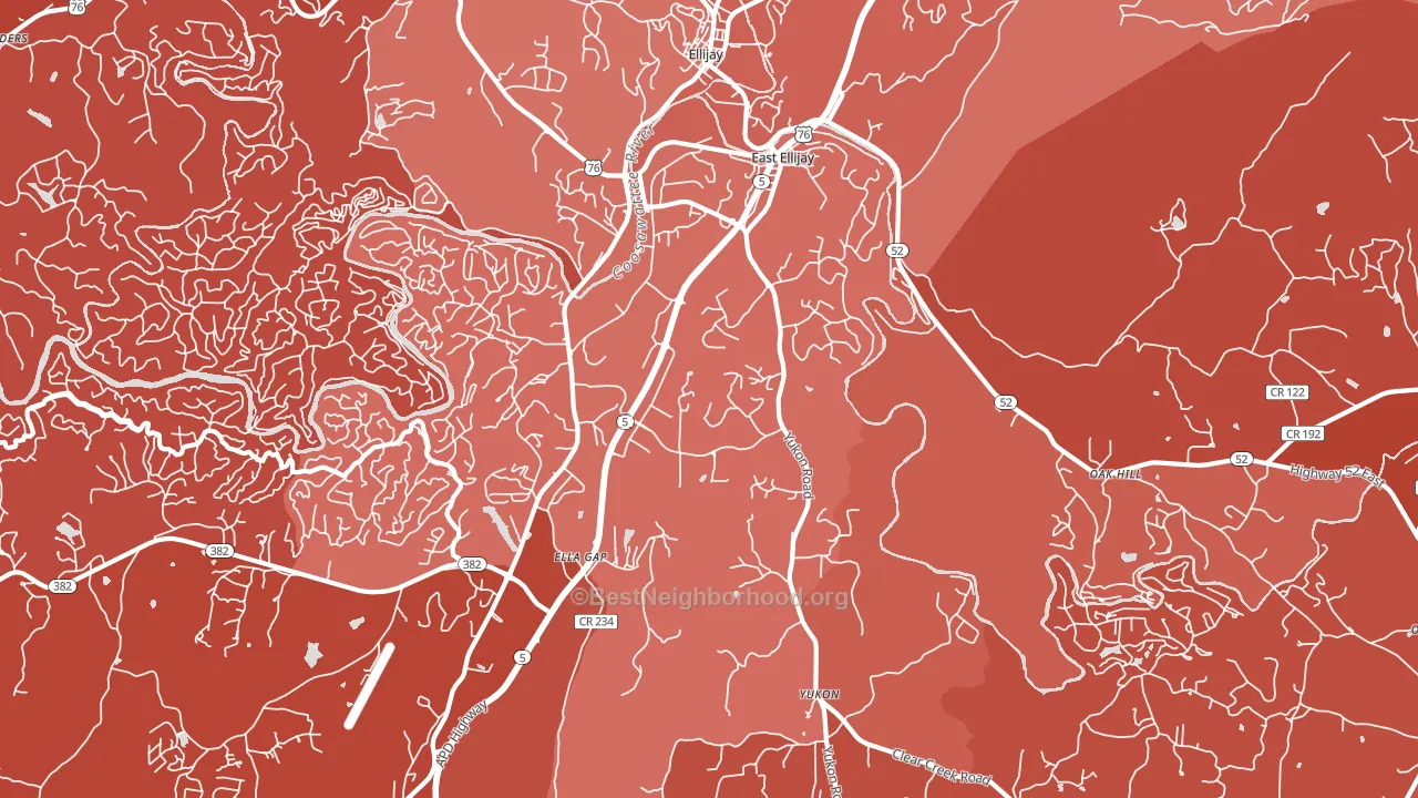 East Ellijay, GA block-group political-lean map