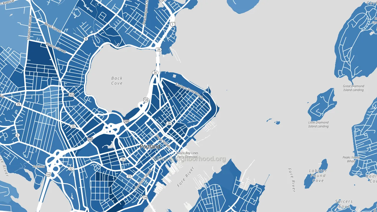 East End, Portland, ME block-group political-lean map